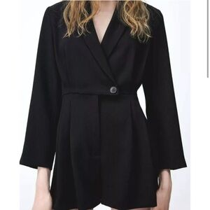 2/$30 Zara Black Pleated Long Sleeve Romper Size Small